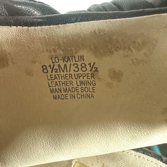 Louise et Cie Lo-Katlin Black Leather Heeled Sandals 8.5M Open Toe Bow Cutout - Picture 8 of 12